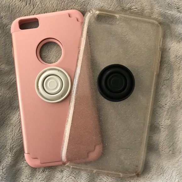 Apple iPhone 6 Plus Case Bundle w/ Pop Attach Pink Clear Sparkle Metallic - Picture 4 of 5